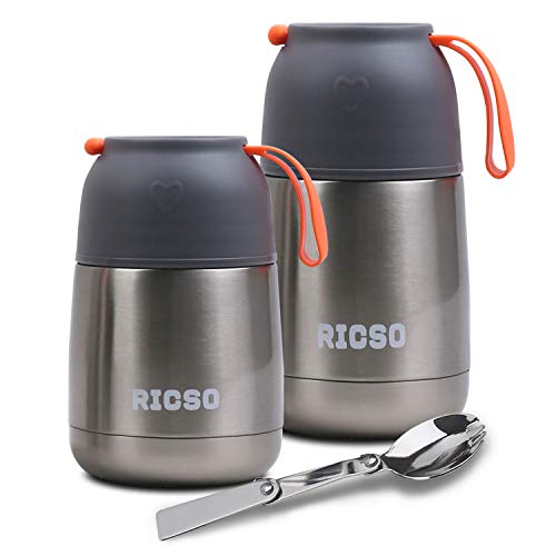Insulated Food Jar Thermos for Hot Food,RICSO 24&17 oz Leak Proof Soup Thermos