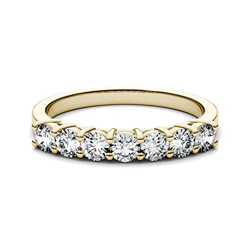 Charles & Colvard 14K Yellow Gold Moissanite 3mm Round Wedding Band, 0.70cttw DEW4