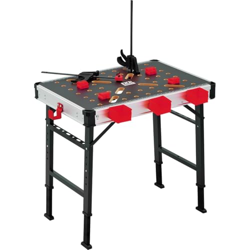 Excel Folding Workbench, 450KG Heavy Duty Work Table with 2 Quick Clamps, 4 Clamp Dogs, 3 Storage Boxes & Measurement, Portable Work Bench for Garage Workshop Engineering Repairing