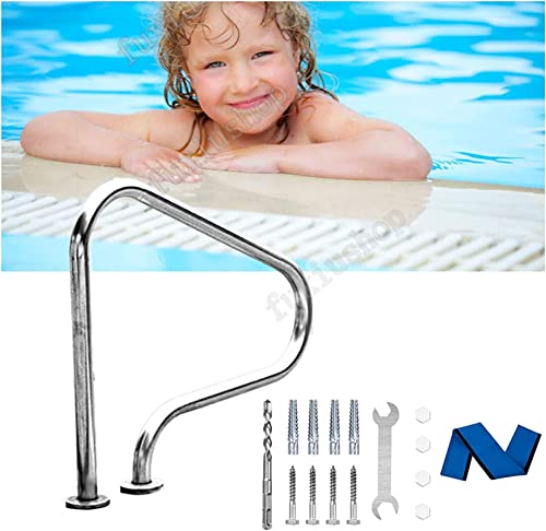 Main courante de piscine inox 31,5x31,5 po, rampe élégante et robuste