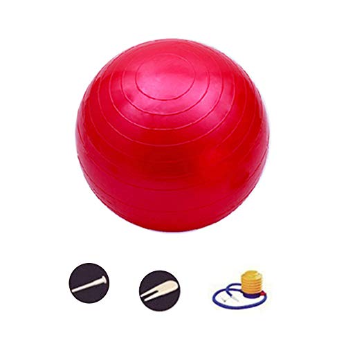 DAZISEN Balon de Pilates - Ergonomia Balón de Ejercicio Anti-explosión para Pilates, Yoga, Fitness, Rojo-2, 55CM