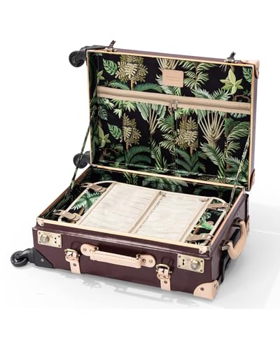 COTRUNKAGE Vintage Suitcase, Leather Carry On Luggage Set for Men and Women, Burgundy4