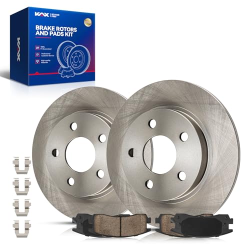 Image of KAX Rear Brake Kit, OE Brake Rotors and Ceramic Brake Pads | Fits Buick LeSabre 2000-2005, Pontiac Bonneville 2000-2004, Oldsmobile Aurora 2001-2003, Automotive Replacement Brake Kit