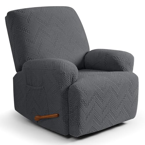 Image of Ruaozz Recliner Sofa Covers Oversized Recliner Chair Covers Recliner Covers for Reclining Chair with Pockets Washable Furniture Protector with Elastic Bottom (1 Seater-X Large, Dark Gray)
