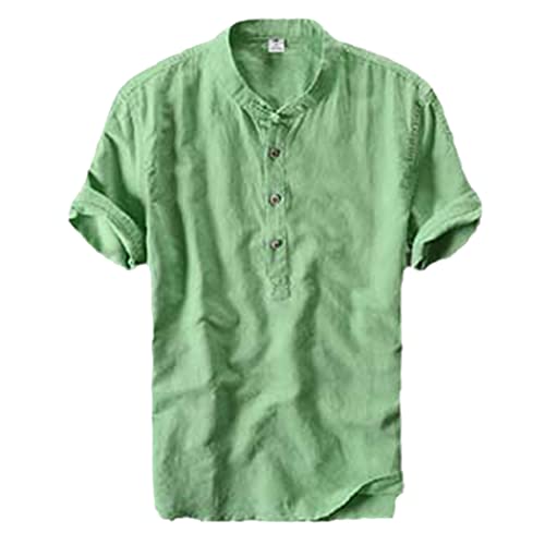 Chemise d'été homme lin et coton manches courtes taille XXXXXL ample vert