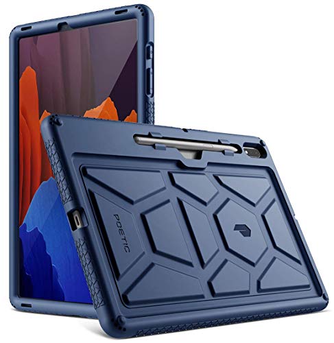 Poetic TurtleSkin for Samsung Galaxy Tab S7+ (2020 Release) / S8+ (2022 Release) 12.4 inch Tablet Case with S Pen Holder, Heavy Duty Shockproof Kids Friendly Protective Silicone Cover, Navy Blue