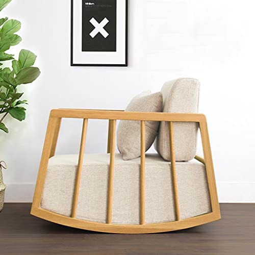 Waeyz Scandinavian Solid Wood Nursery Rocking Chairs, Home Simple Modern Recliner, Lazy Leisure Nap Rocking Chair, Living Room Sofa Chair (Color : Original White, Size : 60Cm*97Cm*80Cm) #TOP1