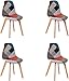 WV LeisureMaster Set di 4 Sedie da Pranzo Patchwork Sedie da Salotto Stile Scandinavo Sedie Laterali Ideali per Soggiorno, Sala da Pranzo, Camera da Letto, Ufficio, Bar, ECC, Rosso