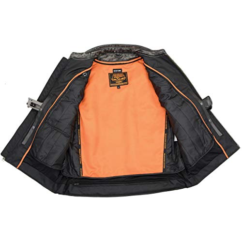 Image of Milwaukee Leather Men's Black Cowhide Quilted Pattern Scooter Style Racing Jacket MLM1545