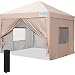 Quictent Privacy 10x10 EZ Pop Up Canopy Party Tent Folding Gazebo with Sidewalls & Mesh Windows 100% Waterproof (Beige)