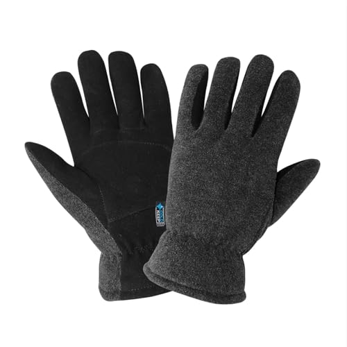 Skytec Winter Gloves – Strong Deerskin Leather Double Palm with Cold Keep Insulation