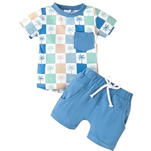 Winmany Kleiner Junge Sommerkleidung Kleinkind Jungen Baumwolle Oberteil Shirt Kurzes Set Baby Casual Strand Outfits 0-3T