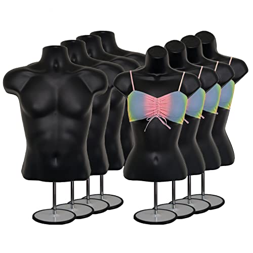 DisplayTown mannequins: male/female torso with metal stand (set of 4)