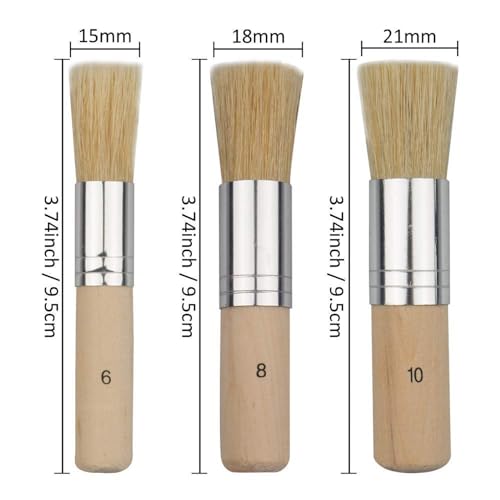 COCODE Wooden Stencil Brush (Set of 3), Natural Bristle Brushes Perfect for Acrylic Painting, Oil Painting, Watercolor Painting, Stencil Project, Card Making and DIY Art Crafts