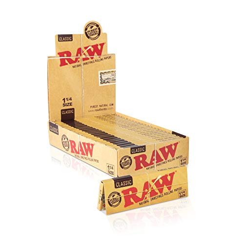 RAW Classic 1 1/4 Rolling Papers Full Box | 24 Packs | All Natural Additive