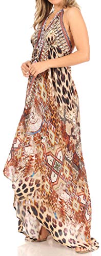 Image of Sakkas Lizi Womens Maxi High-Low Halter Handkerchief Long Dress Beach Party