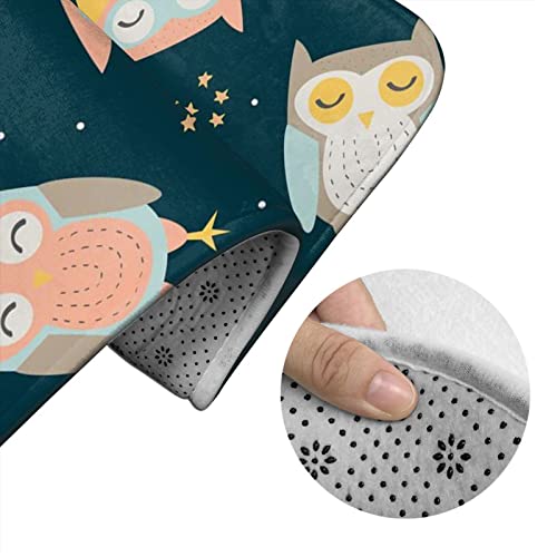 DIRYKILP Badematte + Konturmatte + Toilettendeckelbezug, Süße schlafende Eule 3 Stück Badematte Set, mit rutschfester Unterseite – Bild 6