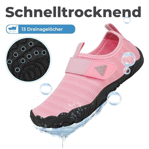 Mishansha Kinder Badeschuhe Schnell Trocknend Wasserschuhe Mädchen Jungen Barfußschuhe Atmungsaktiv Schwimmschuhe rutschfest 27 EU