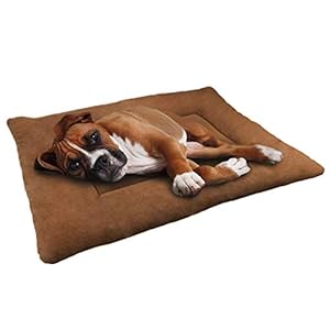 Fluffy’s Luxurious Rectangular Polyester Soft Bed for Dog/Cat (Small, Brown)