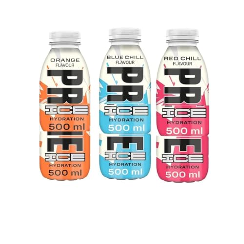Orange Chill Ice Erling Haaland Blue Chill Ice Barcellona Red Chill Ice ISHOWSPEED Future Freeze Hydration Drink Bottles 500ml - Random Mixed Flavours of Refreshing Drink (3 x Bottles)