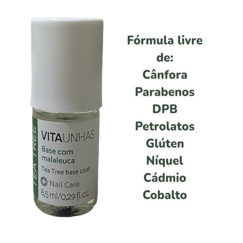 Base de Unhas com Óleo Melaleuca Tea Tree Regeneradora Vitaunhas Fortalecedora e Endurecedora