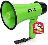 Pyle megafono, Portatil, Altavoz, Sirena, Compacto, Funciona con Pilas, Potencia de 20V, Microfono, Sonido PA, Mango Plegable, Ideal para policias, Porristas, Entrenadores