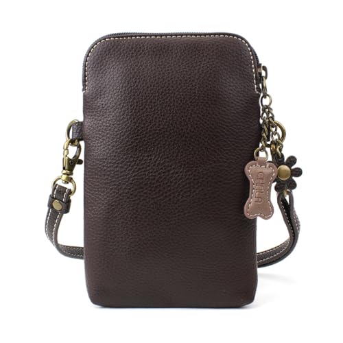 Image of CHALA Dog Collection Cell Phone Crossbody Purse-Women PU Leather /Canvas Multicolor Handbag with Adjustable Strap