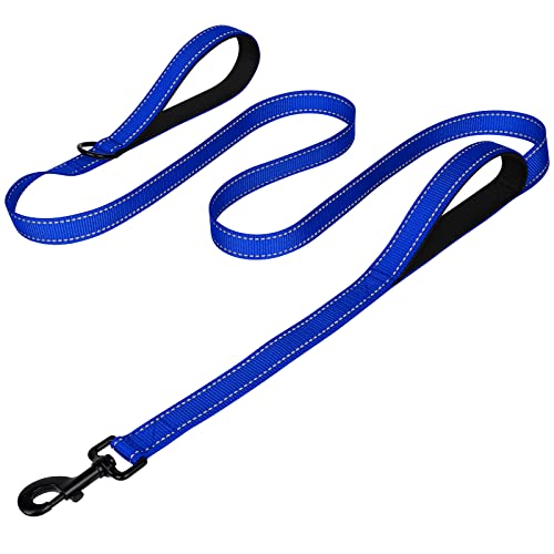 Joytale Dog Leash Heavy Duty for Large Dogs that Pull, Double Handle for Traffic Control, Double-Sided Reflective Leashes for Large Medium Dogs Night Safety, 6FT, Royal Blue