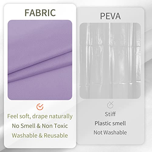 Image of ALYVIA SPRING Waterproof Fabric Shower Curtain Liner Lavender Purple, 72x72 | 3 Magnets, Soft Cloth & Hotel Quality, Machine Washable, Light-Weight, Standard Size