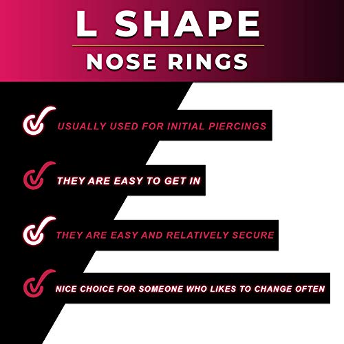 Bodyjewellery N BIO L CL 0.8X6.5X1.8-NEW 2 Pieces 20G Bioplast Micro Nose Ring L-Shaped White Bendable Flexible Tiny Stud Bar Pin Unique Bepv thumb #4