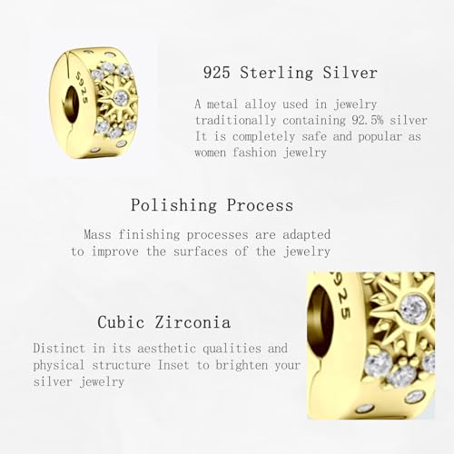 NUNUYAYA Charms 925 Sterling Silver Clips Stopper Sun Moon Gold by NUNUYAYA - Used condition - Image 4