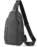 Crossbody Sling Bag for Women & Men, Waterproof Sling Backpack with USB Charging Port, Lightweight Shoulder Chest Bag for Hiking, Travel (Black)