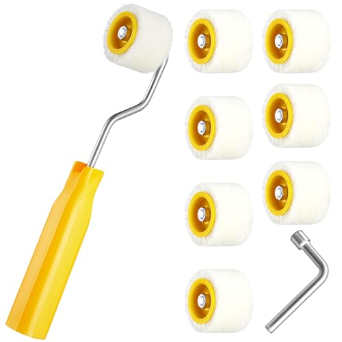 Honeydak 8 Pack Mini Paint Roller Small Paint Roller for Touch up Trim Edge or Corner, Extra Small Brushes Tool for Window Frames Photo Frames (0.8 Inch)
