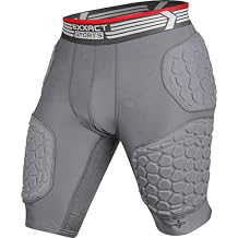 حزام كرة قدم للبالغين من Exxact Sports Elite مكون من 5 وسادات للرجال مع جيب على شكل كوب، شورت ضغط مبطن مع وسادات مدمجة للورك والفخذ وعظم الذنب، حزام كرة قدم للرجال