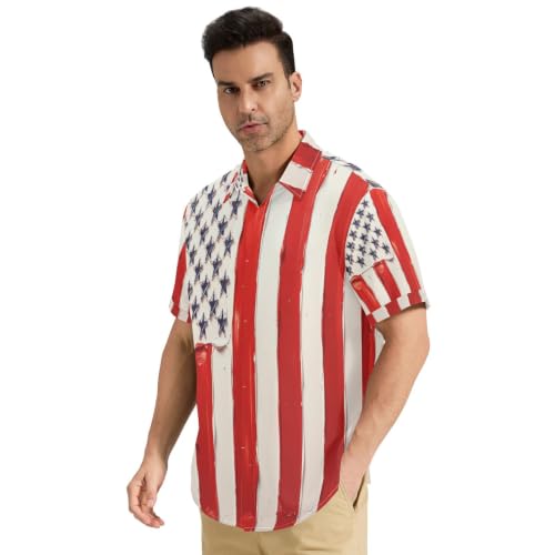 Chemise douce pour la peau à manches courtes pour homme motif drapeau civil américain S