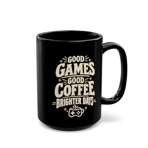 Gamer Coffee Mug 15oz Black Ceramic with Vivid Print