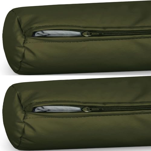2PCS Outdoor Neck Roll Pillow Cover Waterproof Case Only - Cervical Pillow Covers with Zipper Cylinder Soft Bolster Pillow Cases