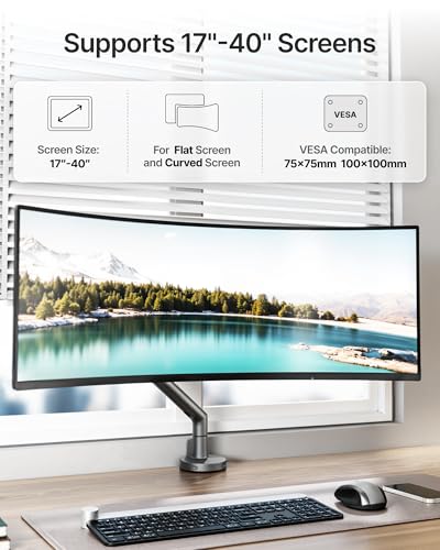 Brazo de monitor único monTEK con USB para pantallas pesadas de 43.2 cm-101.6 cm de aluminio 2