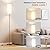 Karjoefar Floor Lamp for Living Room, Modern Standing lamp with Remote Control, Stepless Dimmable 12W Bulb & Beige Lampshade Included, Brown Pole Tall Floor Lamp for Bedroom Office