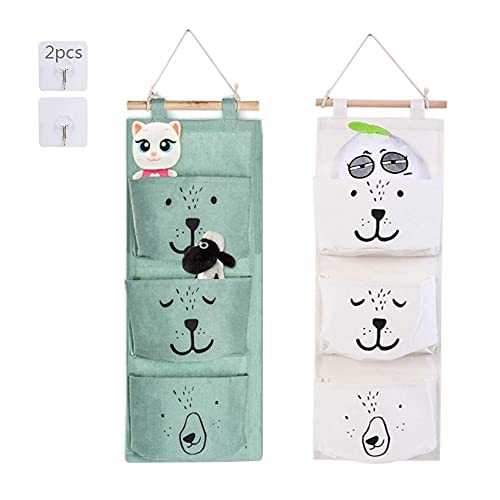 Anyingkai 2pcs Bolsa Colgante Pared,Organizador de Tela para Colgar Baño,Organizador Taquilla,Organizador Colgante Puerta Baño,Bolso Colgante Organizador(Azul y Blanco)