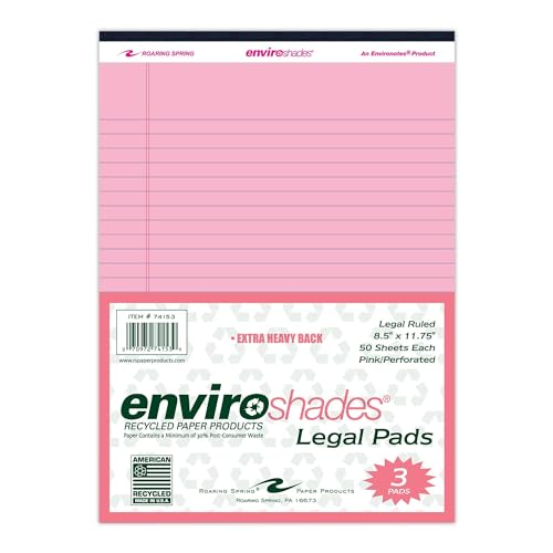 ROARING SPRING Enviroshades Recycled Legal Pads, 50 Sheets, 8.5