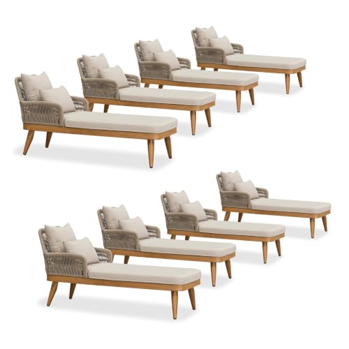 Image of PURPLE LEAF Pool Lounge Chair Dual Pillows and Thick Cushion Aluminum Teak