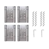 2 Pairs (4X) of 5" 304 Stainless Steel 3mm Thick Non-Mortise Self Closing Double Action Spring Hinges Cafe Saloon Door Swing Hinge -  Auto-plaza