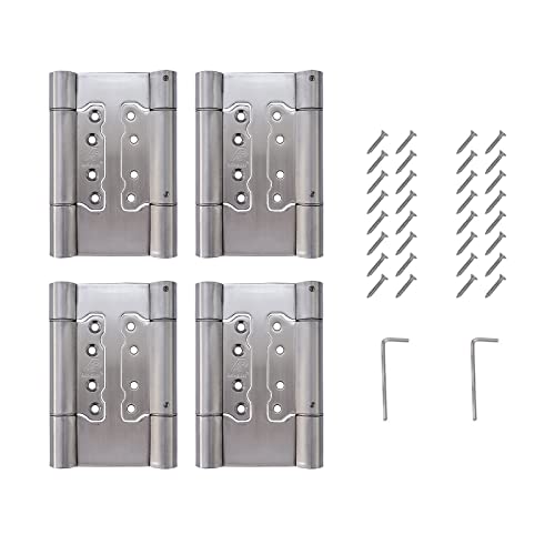 2 Pairs (4X) of 5" 304 Stainless Steel 3mm Thick Non-Mortise Self Closing Double Action Spring Hinges Cafe Saloon Door Swing Hinge -  Auto-plaza