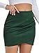 Rooscier Women's Faux Suede Ruched Wrap Bodycon High Waist Zipper Back Mini Skirts Dark Green Large