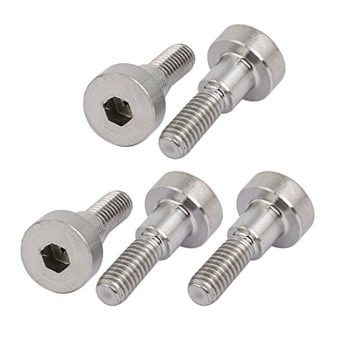 Sourcingmap 5pcs 304 Stainless Steel Hex Socket Shoulder Bolt 5mm Shoulder Dia 5mm Shoulder Length M4 Thread