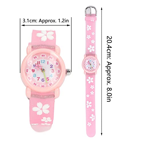 Relógios de pulso para meninas, relógios rosa à prova d'água 3D fofos desenhos animados coloridos e