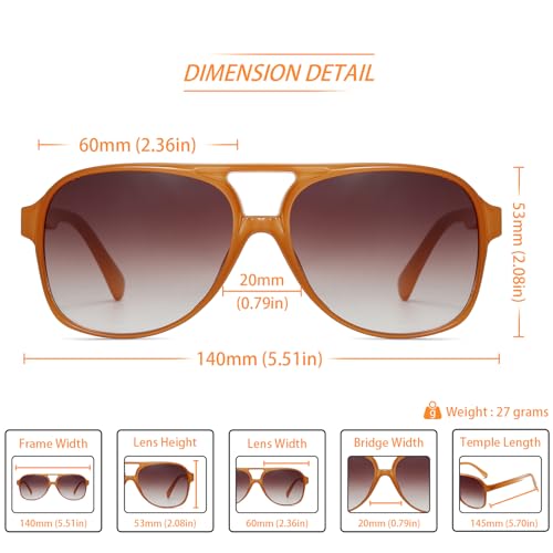 Image of Freckles Mark Vintage Retro 70s Sunglasses for Women Men Classic Large Square Aviator Trendy Glasses