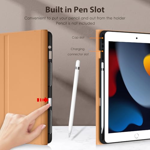 Image of DTTO for iPad 9th /8th /7th Generation 10.2 inch Case 2021 /2020 /2019 with Keyboard, 7 Colors Backlit Wireless Detachable Keyboard Premium Leather Folio Cover with Pencil Holder & Pocket, Dark Brown