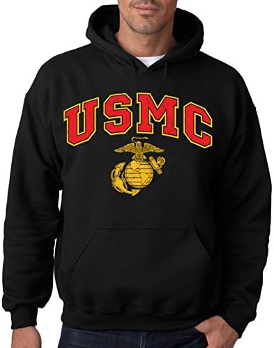 Rock City Threads USMC Marines Black Hoodie (3X-Large) Apparel